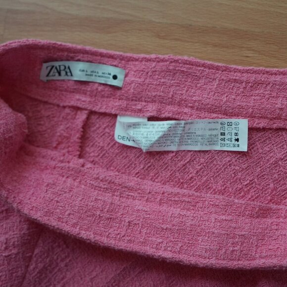 LIKE NEW Zara Tweed Textured Barbie Pink Maxi Skirt - Size L - Picture 3 of 5